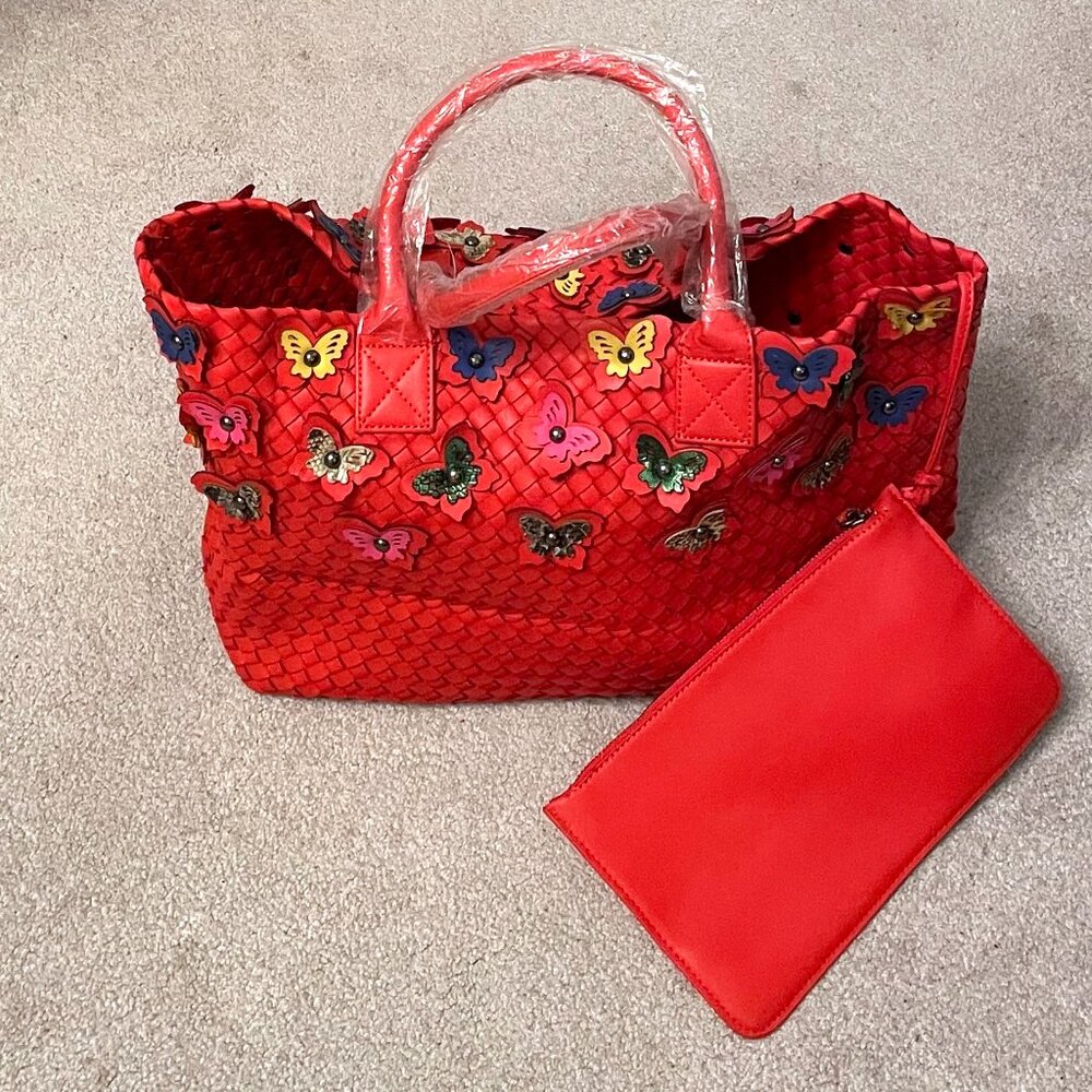 Woven Tote Bag for Women, Leather Hobo Purse Handbag Summer Beach Travel - NEW